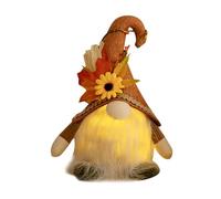 UOTO Fall Gnomes Decor - Cute Thanksgving Sunflower Gnomes Plush Doll with Maple Leaves & Lights, Lighted Autumn Gnome for Office, Tiered Tray, Mantel, Harvest Table Decoration, Gifts for Women (A)
