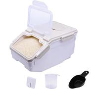Uotyle Airtight Rice Storage Container 5kg, Moisture & Pest Rice Dispenser with Wheels & Locking Lid, Food-Grade PP Cereal Bin for Rice, Flour, Pasta & Dry Foods(Grey)