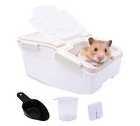 Uotyle Large Chinchilla Sand Bath Container Kit with Sand Cup & Shovel Plastic Dust Bath Pet Shower Room for Hamster Hedgehog Guinea Pig Squirrel Small Animals(Gray)