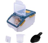 Uotyle Large Chinchilla Sand Bath Container Kit with Sand Cup & Shovel Plastic Dust Bath Pet Shower Room for Hamster Hedgehog Guinea Pig Squirrel Small Animals(Blue)