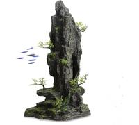 Uotyle Resin Mountain Ornament with Cave & Tree, Large Aquarium Decor 36.6cm, Fish Tank Decoration for Shrimp, Guppy, Betta to Hide & Play