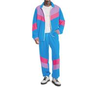 UOUA 80s Outfit for Men 90s Tracksuit Costume for Halloween 70s Windbreaker Jacket Track Suit 2 Piece Hip Hop Set
