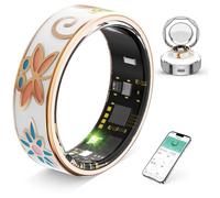 UouNeaCo Vintage Smart Ring for Women and Men, Fitness Tracker with Heart Rate Monitor, Sleep Tracker, 8 Sport Modes, Step Counter, IP68 Waterproof, 5-7 Days Battery, Crystal Magnetic Charging Case