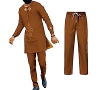 UOUNUT African Suits for Men Wedding Dashiki Party Outfits Full Sleeve Mens Formal Attire Nigerian Clothing 2 Piece, Un-2, XX-L