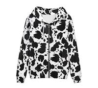 Uourmeti Hoodies Zip Up Jacket for Women Teen Girls Fall Sweatshirt XS-5XL, Black Cow Print, Medium
