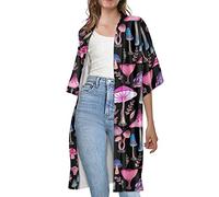 Uourmeti Long Cardigans for Women Lightweight Summer Beach Kimono Coverups S-4XL, Art Mushroom, Large