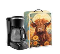 Uourmeti Sunflower Highland Cow Coffee Maker Covers Large Espresso Appliance Covers for Kitchen Decor Dust Covers for Coffee Machine Protector Stand Mixer Machine Cover