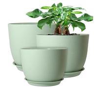 UOUZ 12/10/9 Large Modern Plant Pots with Drainage Holes for Indoor Plants Flowers, Green