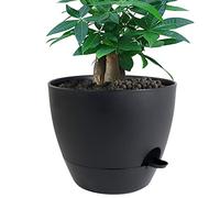 UOUZ 12inch Self Watering Pots, Plastic Planters with Mesh Drainage Holes and Deep Reservoir for Indoor Outdoor Garden Plants and Flowers, Black