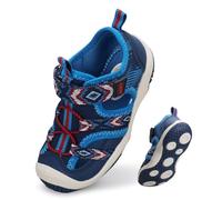 UOVO Boys Closed-Toe Sandals Outdoor Sports Sandals with Anti-Slip Sole Protective Toe Cap Adjustable Hook-and-Loop Straps Rhomboid Blue Size 9 Little Kids 27 EU
