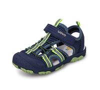 UOVO Boys Sandals Closed Toe Outdoor Sandals Trekking Hiking Sandals Athletic Summer Shoes Blue Green Reflective Size 2 Little Kids