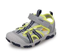 UOVO Boys Sandals Closed Toe Outdoor Sandals Trekking Hiking Sandals Athletic Summer Shoes Gray Green Reflective Size 11.5 Little Kids