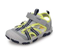 UOVO Boys Sandals Closed Toe Outdoor Sandals Trekking Hiking Sandals Athletic Summer Shoes Gray Green Reflective Size 9 Little Kids