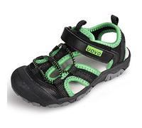 UOVO Boys Sandals Kids Trekking Hiking Sandals Closed Toe Athletic Summer Outdoor Shoes Black Green 2 UK Little Kids
