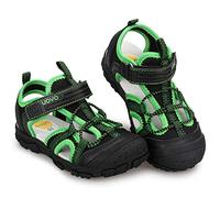 UOVO Boys Sandals Kids Trekking Hiking Sandals Closed Toe Athletic Summer Shoes for Beach, Black Green, 1 UK Child