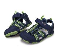 UOVO Boys Sandals Kids Trekking Hiking Sandals Closed Toe Athletic Summer Shoes for Beach, Dark Blue Green, 7 UK Toddler