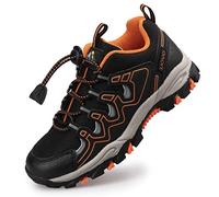 UOVO Boys Trainers Kids Walking Shoes Low-Top Sneakers Children Waterproof Trekking Hiking Footwear Running Shoes Black Orange Size 9 UK Littler Kdis