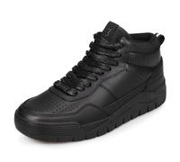 UOVO Mens Black Leather School Shoes Teenager Junior Lace Up Mid Trainers Uniform Older Boys Shoes Size 7.5UK(41EU)