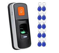 uoweky Fingerprint Access Control Reader Standalone RFID Biometric Door Opener Holder SD Card + 10pcs RFID 125KHz Blue Key Ring