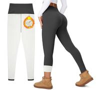 Uowou Women's Thick Fleece Lined Leggings High Waisted Tummy Control Thermal Warm Soft Yoga Pants for Cold Winter, Dark Grey, XXL