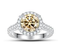 uoXHFdh Adjustable Moissanite Engagement Ring for Women2 ct D Color VVS1 Yellow/Blue/Pink Diamond(Light Yellow)