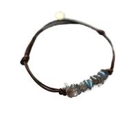 uoXHFdh Handmade Crystal Charm Bracelets for Women Wax Wire Chain Adjustable Natural Stone Chakra Bangles(B)