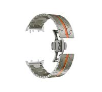 uoXHFdh No Gap Metal Butterfly Buckle Strap for Watch - Adjustable Wrist Bracelet Band Compatible with Various Models(Titanium Orange,22mm)