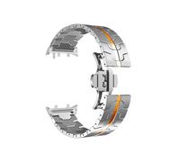 uoXHFdh No Gap Metal Butterfly Buckle Strap for Watch - Adjustable Wrist Bracelet Band Compatible with Various Models(Silver Orange,Interface20mm)