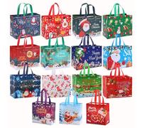 Uoxmiy 15PCS Large Christmas Tote Bags with Handle 2 Size With Handles Gift Bags Reusable Shopping Bags Reusable Multipack