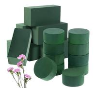Uoxmiy 17pcs Floral Foam Blocks for Flowers Pack Rectangular 14 * 8 * 4cm Circular 8 * 4cm Diameter Green Wet Dry Flower Arrangement DIY Crafts Weddings