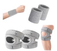Uoxmiy 2 Pack Knee Strap with 2 Pack Wrist Supports, Adjustable Patella Tendon Knee Strap, Patella Knee Support for a Variety of Fitness Activities (Gray)