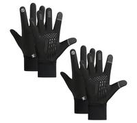 Uoxmiy 2 Pairs Winter Thin Thermal Gloves, Waterproof Windproof Cycling Gloves Anti-Slip Touch Screen for Men Women for Cycling Biking Sports