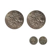 Uoxmiy 2 PCS Lucky Fishing Lucky Sixpence Fisherman Gift, 1966 Silver Sixpence for Men Birthday Gifts for Husband Brother Dad and Friend