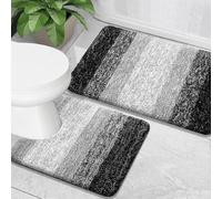 Uoxmiy 2 Piece Non-Slip Bath Mat Set Soft Plush Shower Mat & Toilet Pedestal CarpetExtra Soft Absorbent Microfiber Non-Slip Washable Rugs for Bathroom Accessories Decor Shower Floor Bathmat