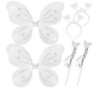 Uoxmiy 2 Set Fairy Wings, Fairy Wings and Wand Kit for Adult Women Kids, Enchanting Butterfly Costume for Halloween Birthday Chrismas Themed Party