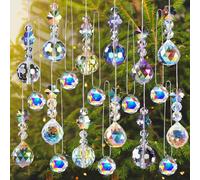 Uoxmiy 20PCS Christmas Tree Crystal Balls Ornaments Hanging for Xmas Tree Hanging Decorations Suncatcher Decorations Wedding Party 22mm 20mm 10mm