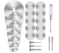 Uoxmiy 22 Pcs Cutting Discs for Dremel Rotary Tool,10 Dremel Metal Cutting Discs & 6 Hss Circular Saw Blades with 5 Mandrel 1 Screwdriver for Polishing Glass Wood Marble Metal Jade Gem Stones Plastic