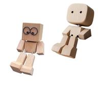 Uoxmiy 2PCS Shaking Wooden Man Figurine Charming Little Wooden Figure that Sways,Handmade Swaying Feet Doll Creative Toys,Fun Car Ornaments Dashboard Action Figure Gifts for Men Women