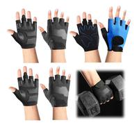 Uoxmiy 3 Pairs Fingerless Working Gloves for Men Lightweight Anti Slip Half Wheelchair Gloves for Carpenters Construction Work Cycling Hiking Climbing Outdoor Sports（Black/Grey L）
