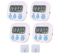 Uoxmiy 4 PCS Kitchen Timers for Cooking, Multifunctional Digital Timer with Magnetic Back for Cooking Versatile Countdown and Stopwatch and Loud Alarm (White)