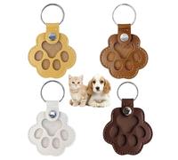 Uoxmiy 4 PCS Leather Pet Memorial Keychain Cute Pet Memorial Keyring Personalized Dog Hair Keepsake Keyring with 4 Snap Buttons Perfect a Thoughtful Gift for Pets Owners