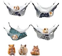 Uoxmiy 4 PCS Rat Hammock Double Layer Guinea Pig Hammock Soft and Fluffy Rat Hammocks for Cage Hamster Hammocks for Ferrets Totoro Squirrels Hamsters Rabbits Guinea Pigs to Rest and Play