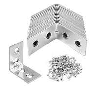 Uoxmiy 48 Pcs Angle Brackets for Wood with Screws,25×25×15mm L Shaped Brackets Metal Corner Brace 90 Degree Connector for Fixing and Repairing Furniture Windows Cabinets and Shelves