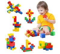 Uoxmiy 48PCS Magnetic Building Blocks Magnetic Stacking Cubes 3D Color Building Blocks Preschool Educational Construction Toys