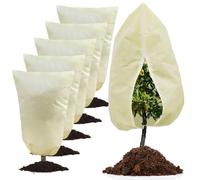 Uoxmiy 5 Pack Plant Fleece Frost Protection Bags Thicker 80gsm Plant Covers for Winter with Drawstring Plant Fleece Frost Protection Jackets Garden Fleece Bags 60 x 80cm
