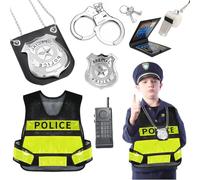 Uoxmiy 8 Pcs Police Costume Kids and Accessory Set, Fancy Role Play Toys Kids Dressing Up Costumes for Boys Girls for Halloween Christmas