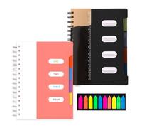 Uoxmiy A5 Notebook with Dividers 240 Pages Note Pads for Writing Thick Wirebound Spiral Notebooks PVC Hardcover Note Book for Work Office School, 21.5 x 15.8cm (2PCS)