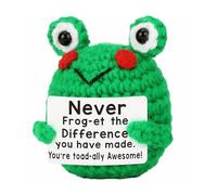 Uoxmiy Emotion Support Crochet Frog,Emotional Support Gift,Positive Crochet Animals,Positive Plush Doll with Card for Friends Colleagues Christmas Carnival Birthday Graduation Gift