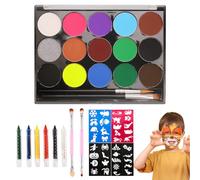 Uoxmiy Face Painting Kit for Children with Stencils, 15 Colors Washable Face Paint for Women Adults for Art Theater Halloween Party Cosplay Clown