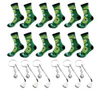 Uoxmiy Golf Socks Funny Golf Gift Set Men Novelty Socks with Club & Ball Keyring Size 6-12 Breathable Soft Elastic Cotton Golf Socks Gifts for Dad Grandpa